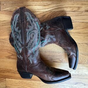 J.B. DILLON Brown Turquoise Leather Cowgirl Western Boots #JBW2318 Size 6 1/2 B